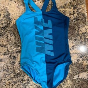 Nike Kids Two-Tone Blue Racerback One-Piece Swimsuit